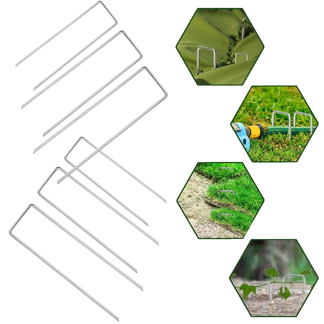 10-20pcs Garden Pegs U-shaped Ground Pegs Heavy Duty Metal Pins Spikes Staple Heavy-duty Fence Landscape Spike for Securing Weed 3