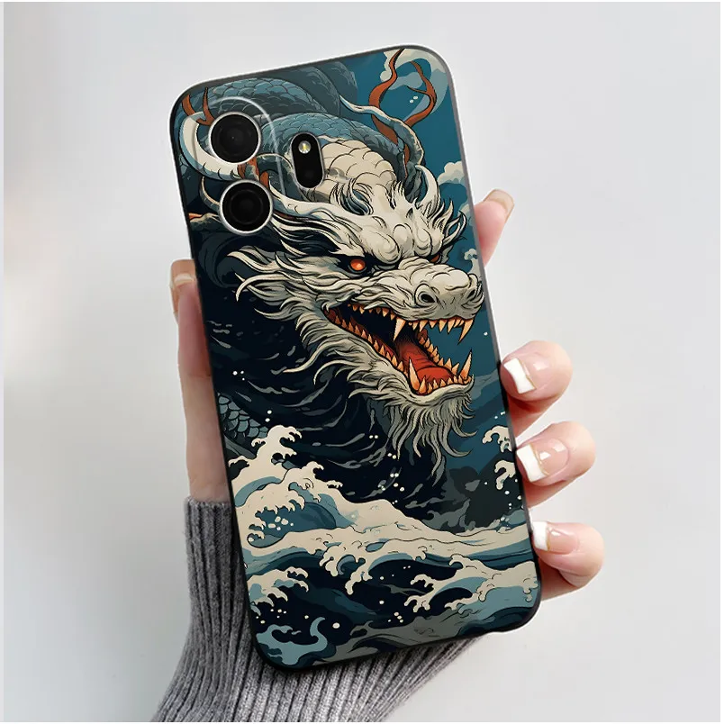 Black Silicone Shockproof Phone Case with Love Moon Pattern - Stylish and Protective Design