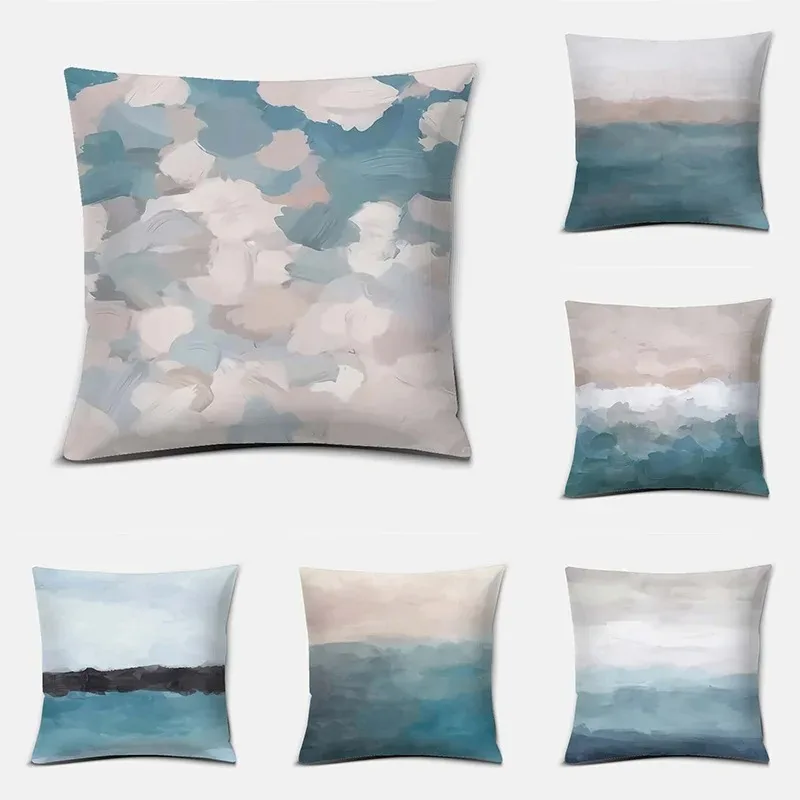 

Office Living Room Home Pillowcase Oil Painting Landscape Pattern Pillowcase Car Ornaments