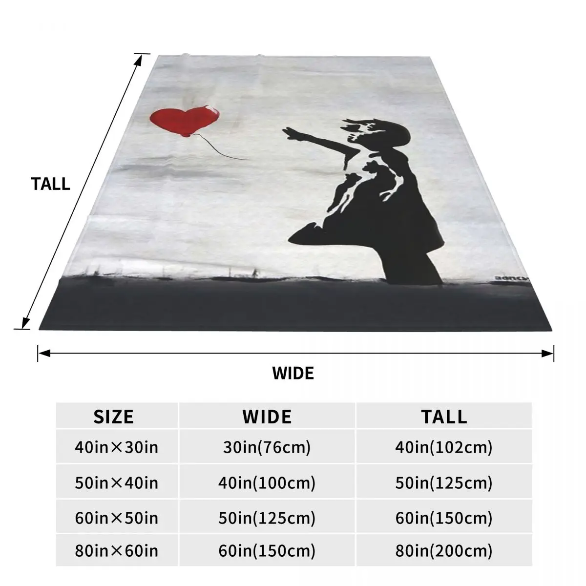 Banksy Girl With Heart Balloon Graffiti Blanket Flannel Breathable Throw Blankets Throw Blanket For Home Travel Throws Bedspread 3