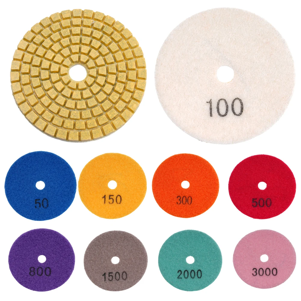 

11pcs Diamond Polishing Pads Grinder Disc Kit Sticky Disk 8*8 Cm Size For Grinding Stones Floor Tiles Ceramics Polishing Tool