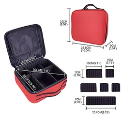 Travel Waterproof Makeup Bag for Women - Embroidered Beauty Organizer & Cosmetic Case (Red)