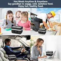 Boîte à lunch électrique portable, capacité 1L et batterie externe 4000mAh, auto-chauffante sans fil pour le travail, les voyages, la voiture, le bureau 3