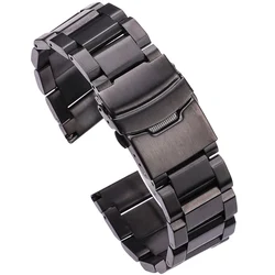 Stylish Unisex Stainless Steel Watch Bracelet in Silver, Black, & Rose Gold - 22mm (Black)