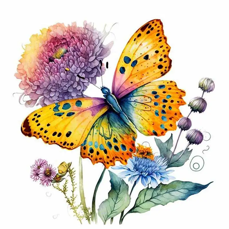 M760 Colorful Butterflies And Flowers Wall Stickers Bathroom Toilet Living Room Cabinet Decor