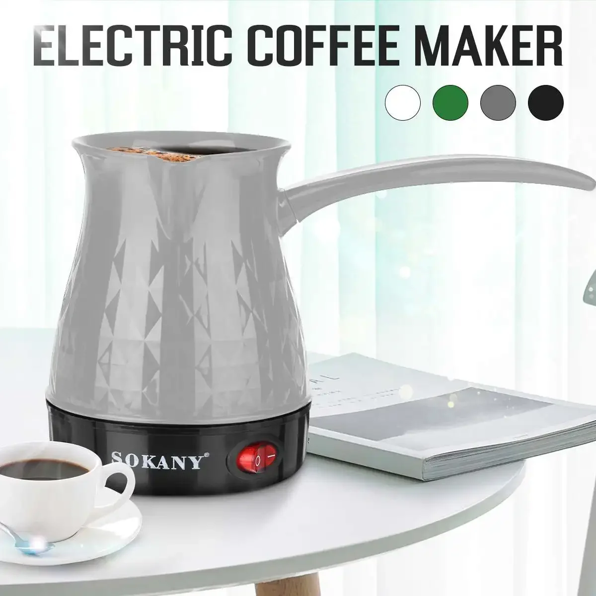 500W 500ml Stainless Steel Separated Italian Mocha Pot Greek Turkish Electric Coffee Pot Portable Espresso Machine