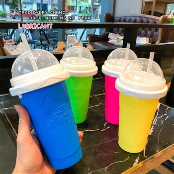 Quick-Frozen Silicone Smoothies Cup Ice Cream Milkshake Bottle Summer DIY Juice Iced Cup Freezed Portable Squeeze Slushie Cups 2