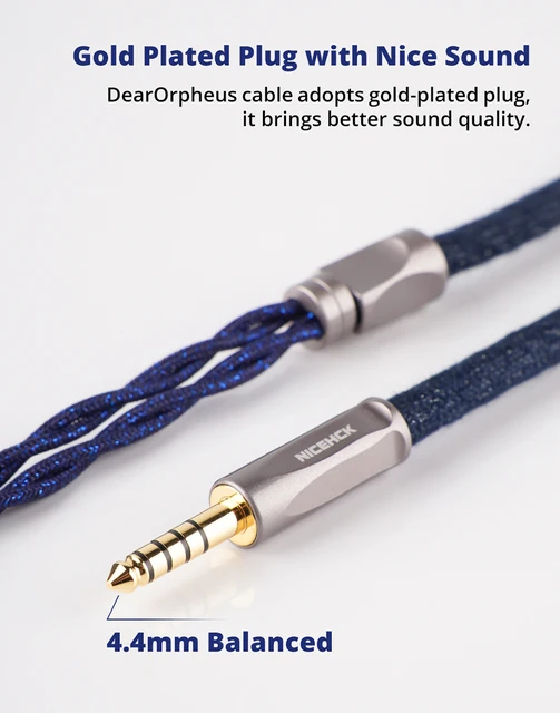 NICEHCK DearOrpheus IEM ケーブル銅プラチナ合金イヤホン
