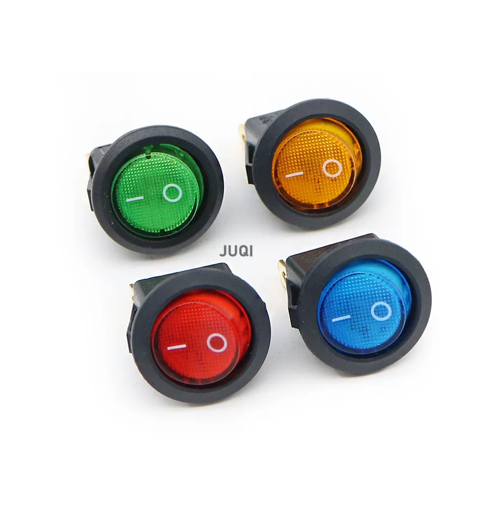 12V/220V Led Switch 4Pcs 16A 3pin Round Rocker KCD1