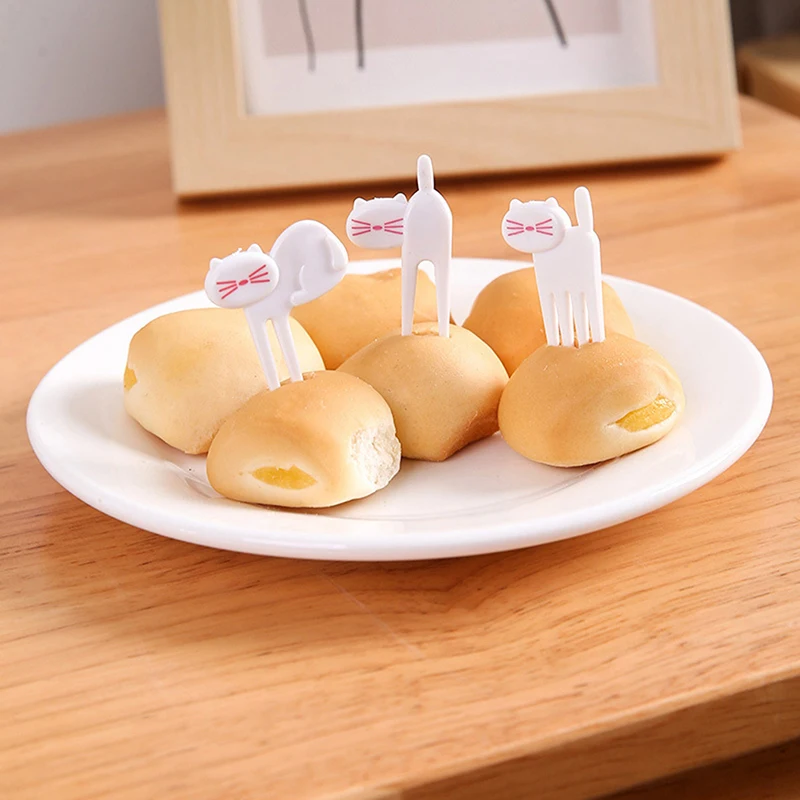 Black Cat Fruit Forks Snack Dessert Forks Food Picks Bento Accessories Kitchen Utensils 6pcs/set