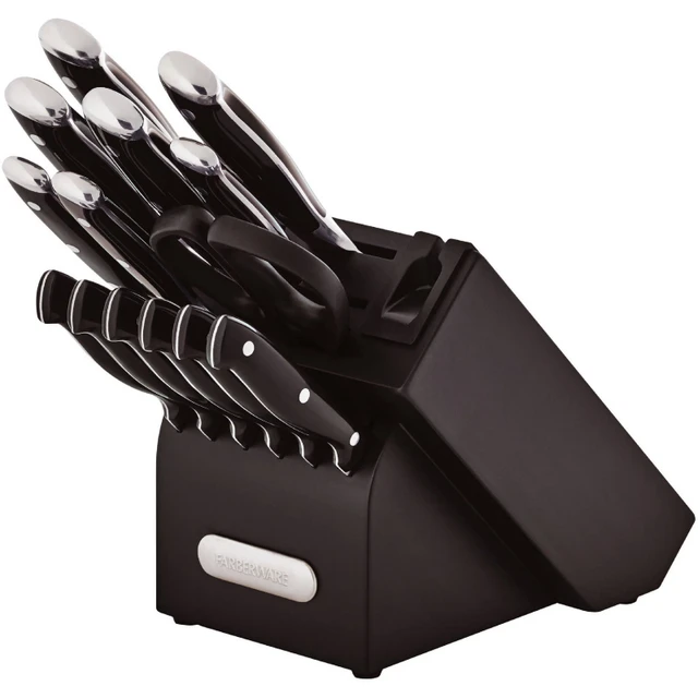 Farberware Edgekeeper 15-Piece Forged Knife Block Set Built-in Sharpener