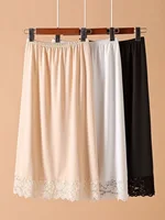 Femmes filles Modal demi glisse sous-jupe basique doux dentelle garniture jupon sous-robe intimes jupe de sécurité sous-vêtements 2