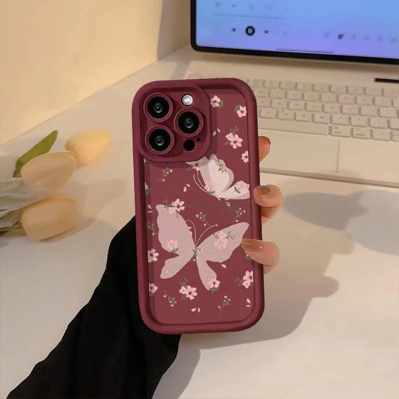 Pink Floral Butterfly Case - Elegant Protective Cover