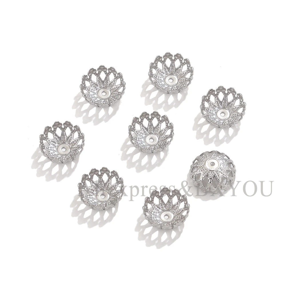 50 stücke Edelstahl filigrane Blumen perlen Kappen DIY Schmuck Ende Abstand halter Charms Perlen kappen Schmuck Herstellung liefert Zubehör – Detail 7