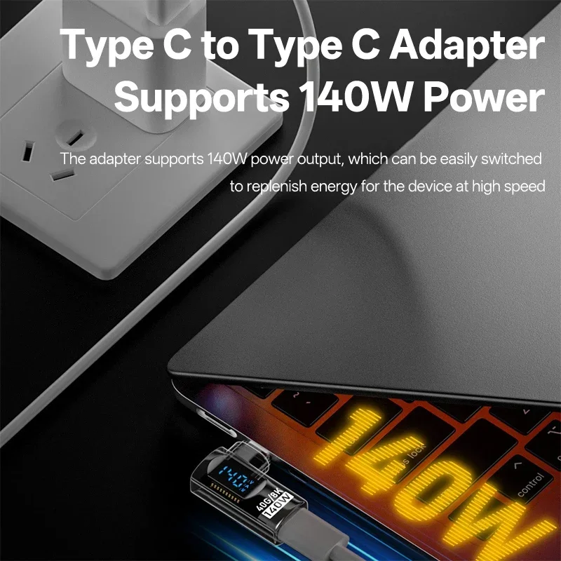 90도 140W 타입 C to 라이트닝 OTG 어댑터 35W 디지털 디스플레이 USB 커넥터 아이폰 16 15 14 13 프로 맥스 아이패드 테스터용