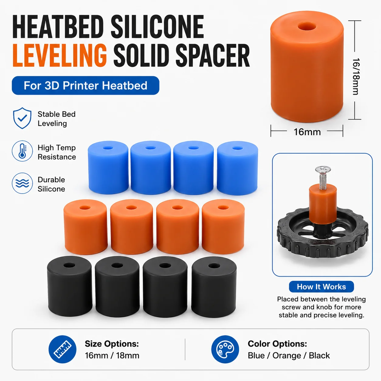 Heatbed Silikon Nivellierung Solide Spacer Plattform Halterung Spalte Stabile Hotbed Puffer Für CR-10 CR10S Ender-3 3D Drucker Teile