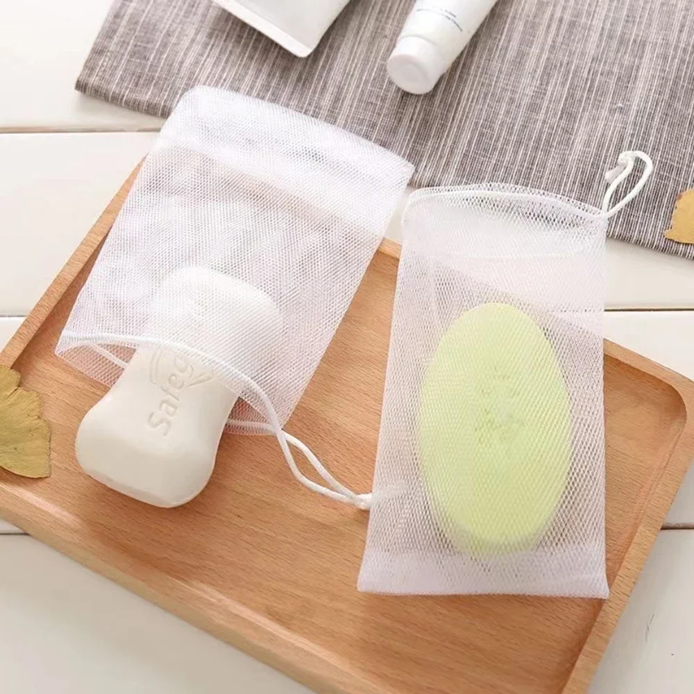 Soap Bag Portable Drawstring Bag Hangable Handmade Cleanser Soap Saver Bag Shower Foaming Mesh Household Cleaning Supplies 3