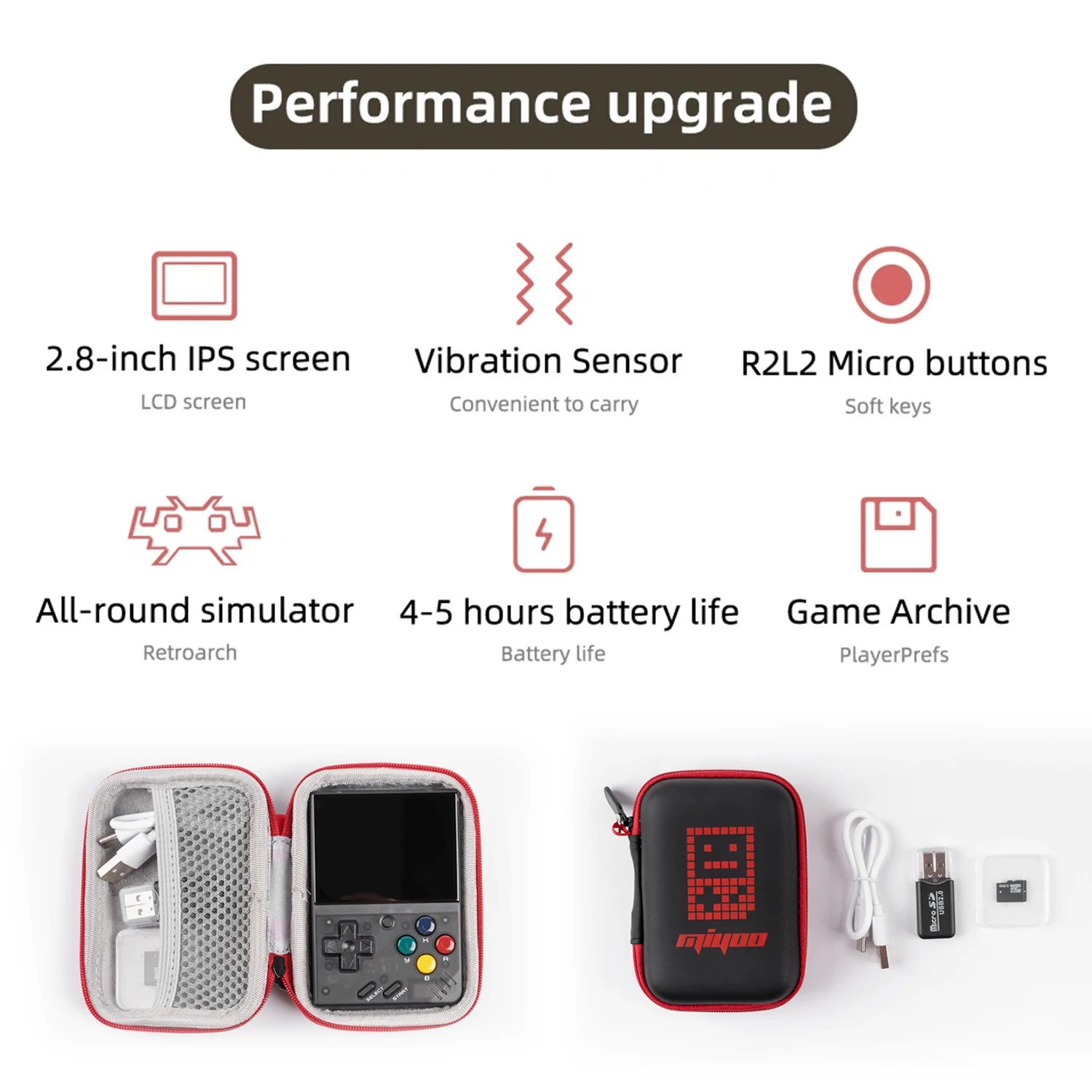 Consola de juegos portátil Miyoo Mini V4, pantalla IPS de 2,8 pulgadas, batería de litio de 1900mAh, sistema operativo Linux de código abierto, Mach de juegos Retro - Image 2