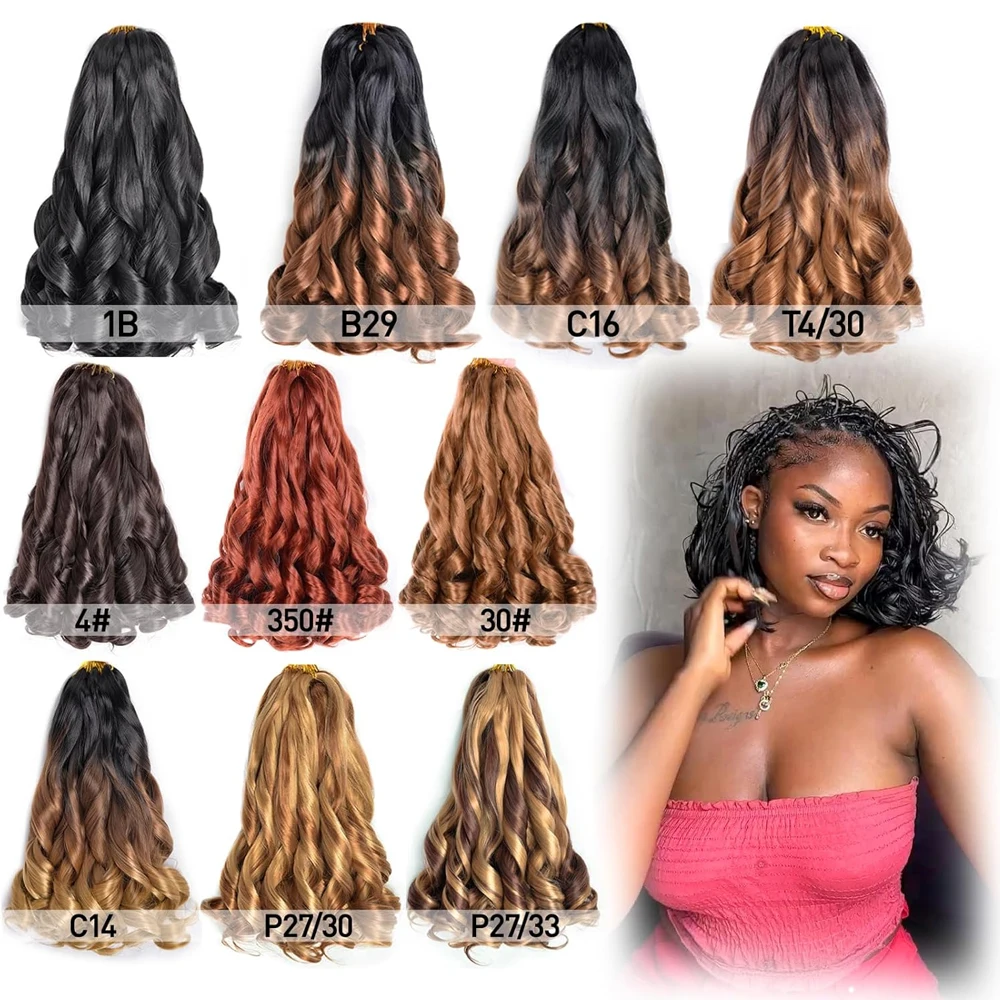 French Curly Braiding Hair Synthetic Curly Crochet Braiding Hair Extensions Pre Stretched Loose Wavy Crochet Hair for BlackWomen 3
