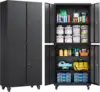 Tool Metal Storage Cabinet with Wheels Rolling Garage Storage Cabinet with Lock Black Metal Cabinet with Shelves 1