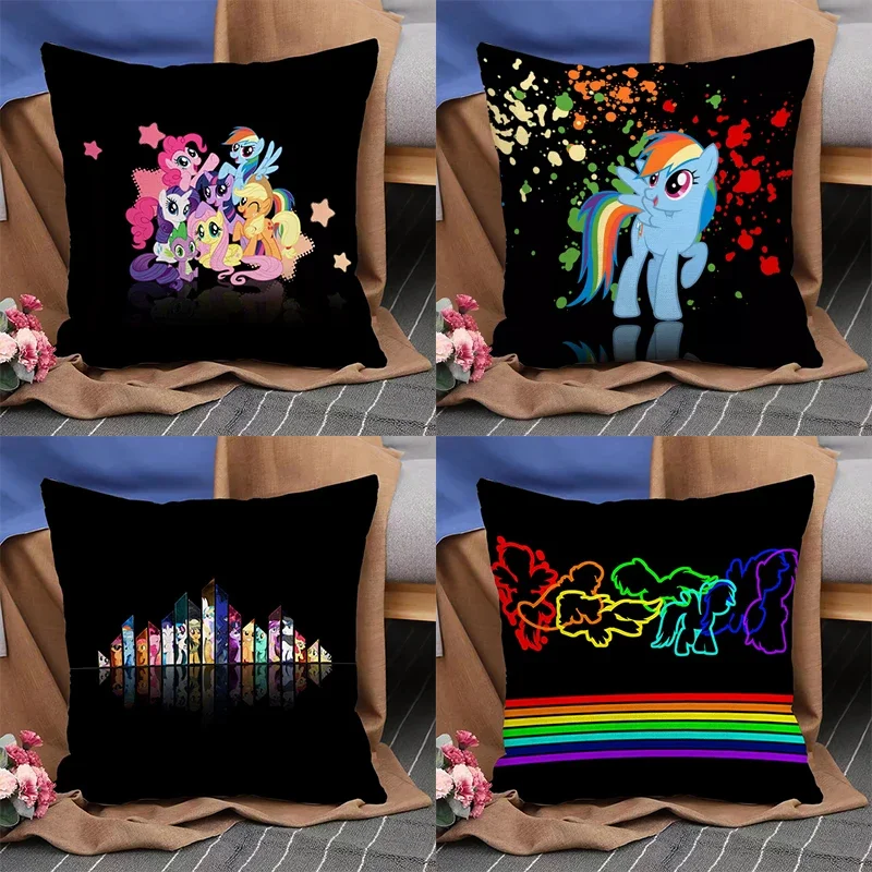 

Double-sided Printed Pillowcase 45x45cm Home Decor Cushion Cover Bedroom Sofa Mattress Cover Little Pony Short Plush Halloween