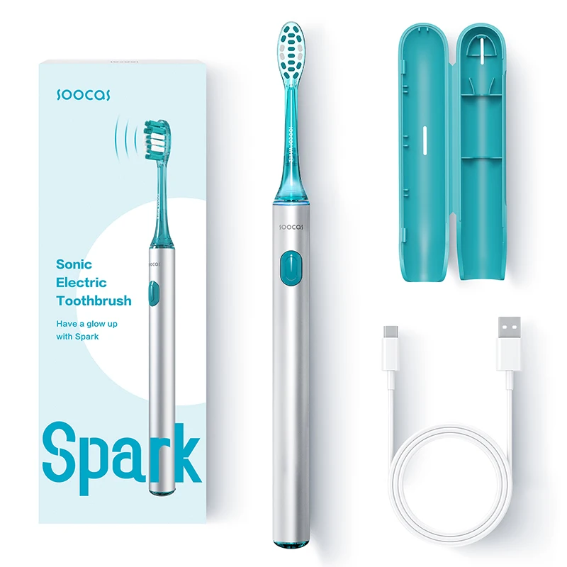 SOOCAS 스파크 음파 전동 칫솔, 스마트 클리닝 초음파 칫솔, USB 충전식, 휴대용 여행, 클리어런스 세일