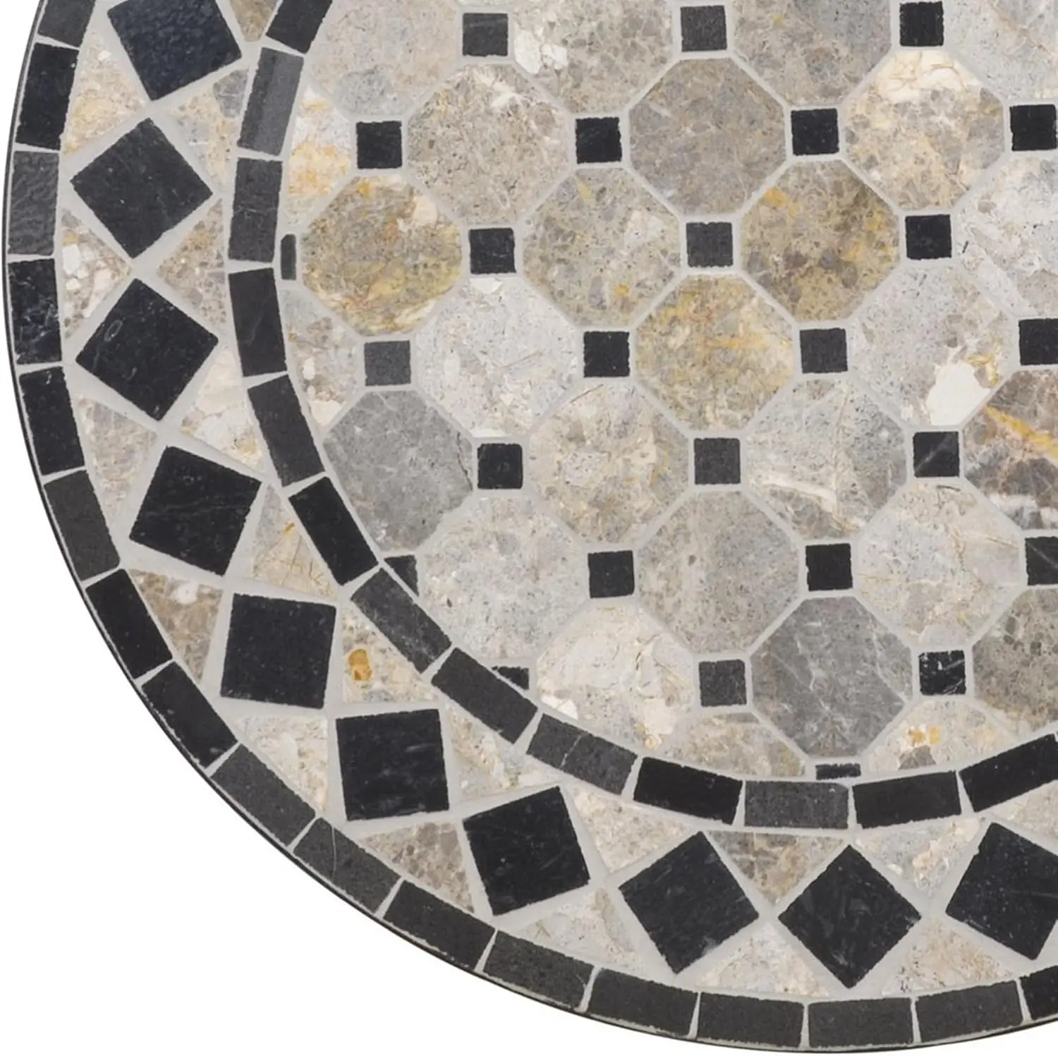 Home Styles Small Outdoor Bistro Table with Marble Tiles Design Table Top Constructed From Powder Coated Steel, Black 4