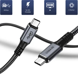 USB 4 cable Thunderbolt 3 cable 100W 3.1 Fast PD Cable E-mark 40Gbps 8K/60Hz for Macbook Pro USB Type C Charger Data Cable