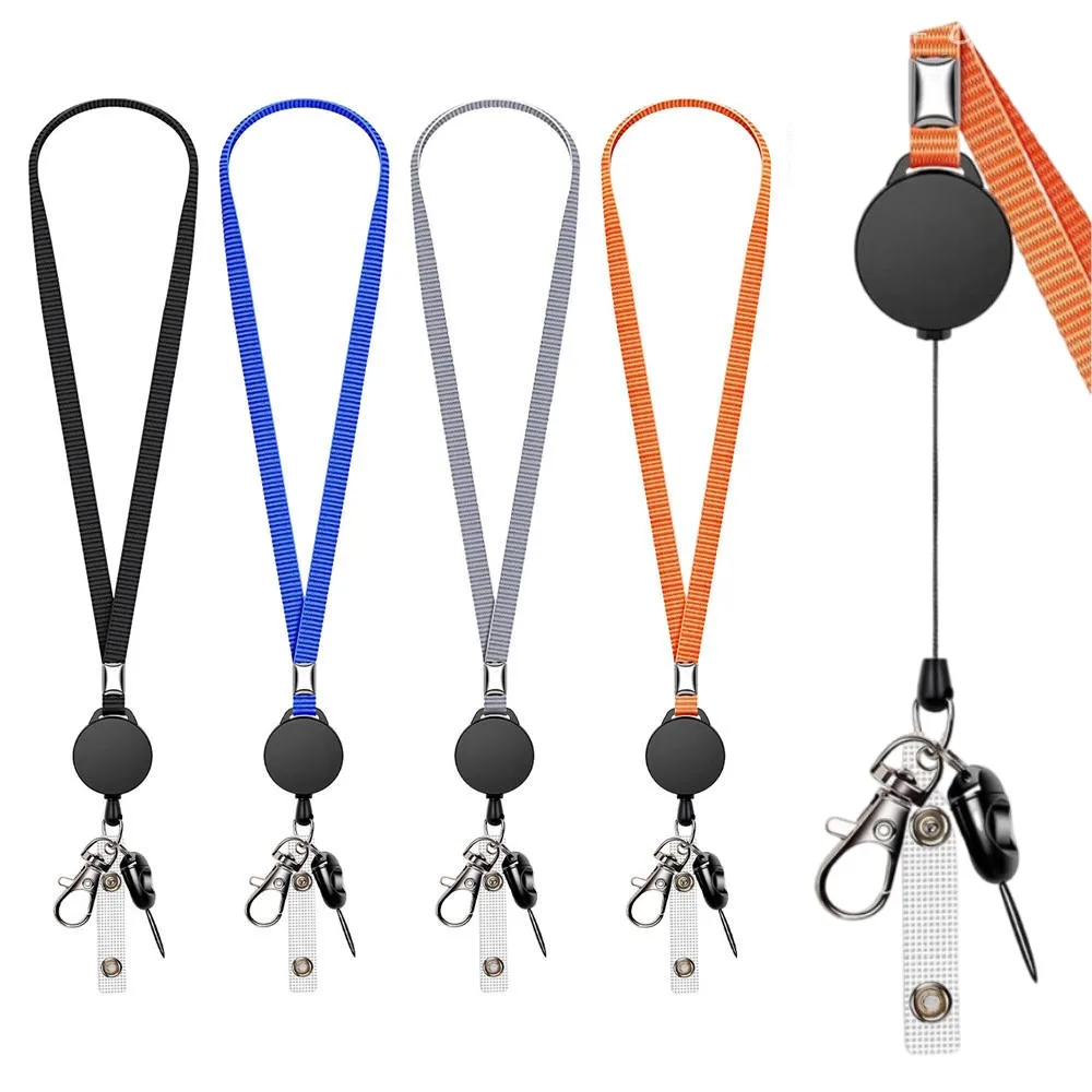 

Unisex Lanyard Retractable Badge Reel Clip Id Card Holder Neck Strap Business Card Holder Keychains Hanging Rope Office Supplies
