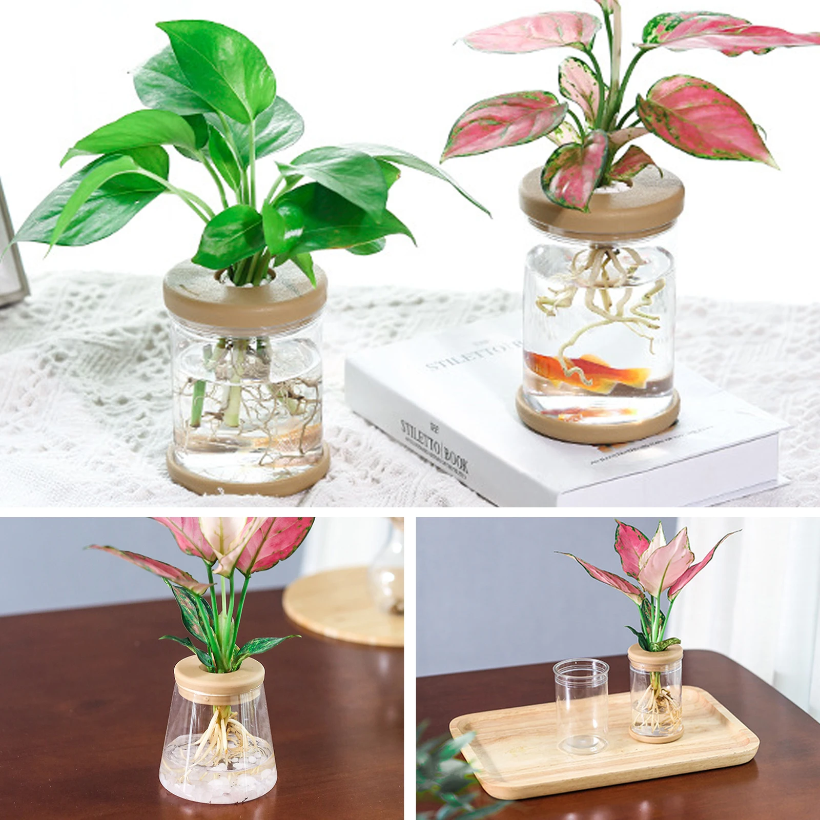 Mini Hydroponic Flower Pot Home Vase Decor Transparent Imitation Glass Soilless Plant Pots Green Plants Pot For Home Decoration