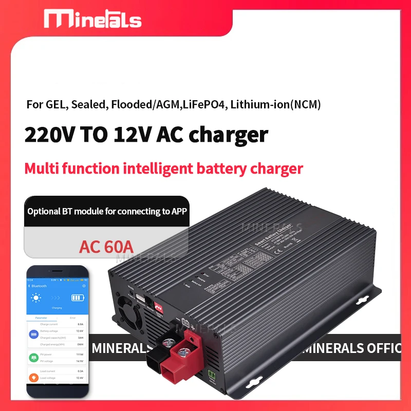 AC Charger 12V Smart lithium battery charger 60A Support Bluetooth APP for GEL,Lead-acid,AGM, LiFePO4, Lithium-ion charger