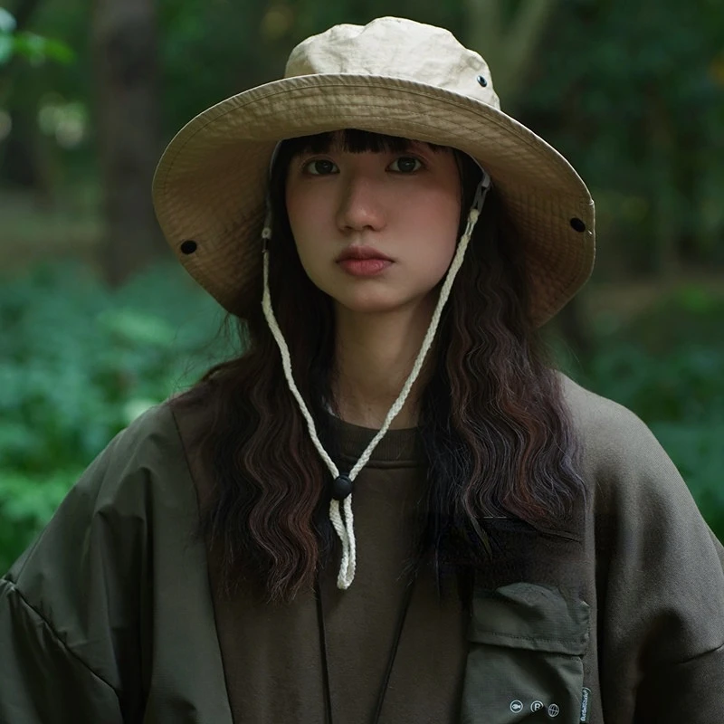 

Summer hat women's hat women's summer thin style draw rope women fisherman's hat outdoor hat sun protection sunscreen men's hat