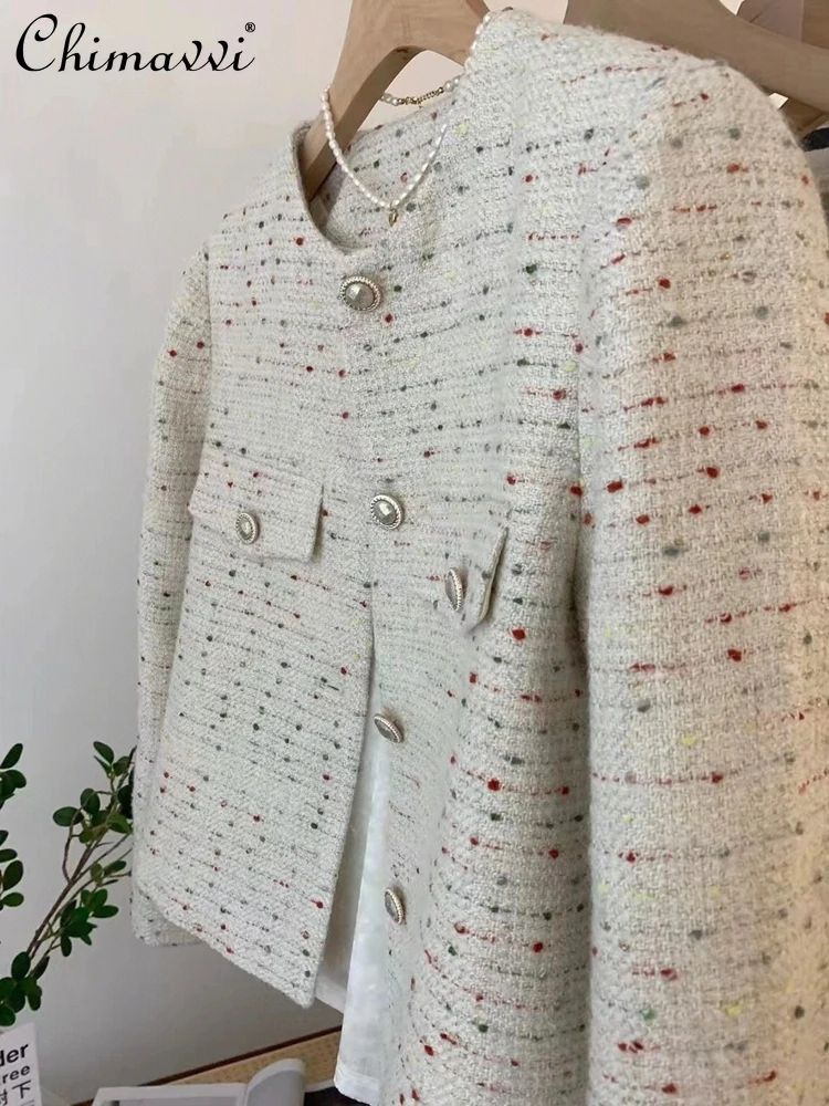 

2023 Early Autumn New Fashion Baggy Coat Office Lady Long Sleeve Round Neck Single-Breasted Short Women's Jacket Elegant Tops