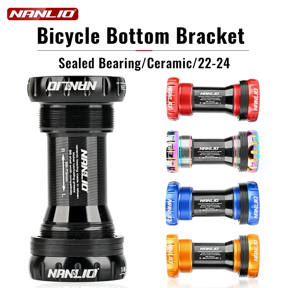 Nanlio BSA Bearing Bottom Bracket - 68/73 mm Screw Type, Waterproof Aluminum Alloy for MTB and Road Bikes