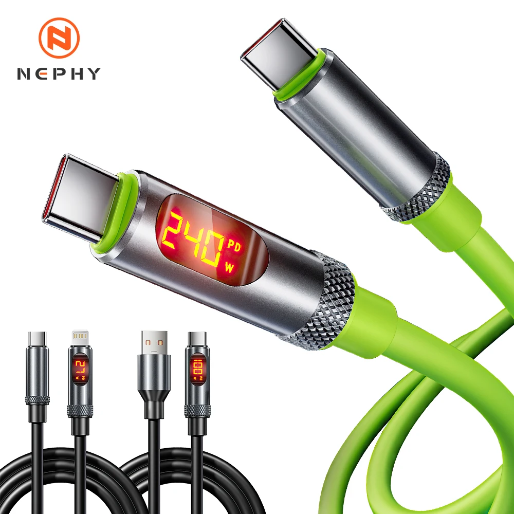 High-Speed Type C to Type C Digital Display Charging Cable, 240W/100W Power Delivery