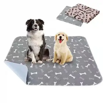1pcs Reusable Pet Urine Pad Washable Dog Cat Diaper Mat 3 Layer Absorbent Dogs Diapers Pads Bone Paw Print For Sofa Bed Floor