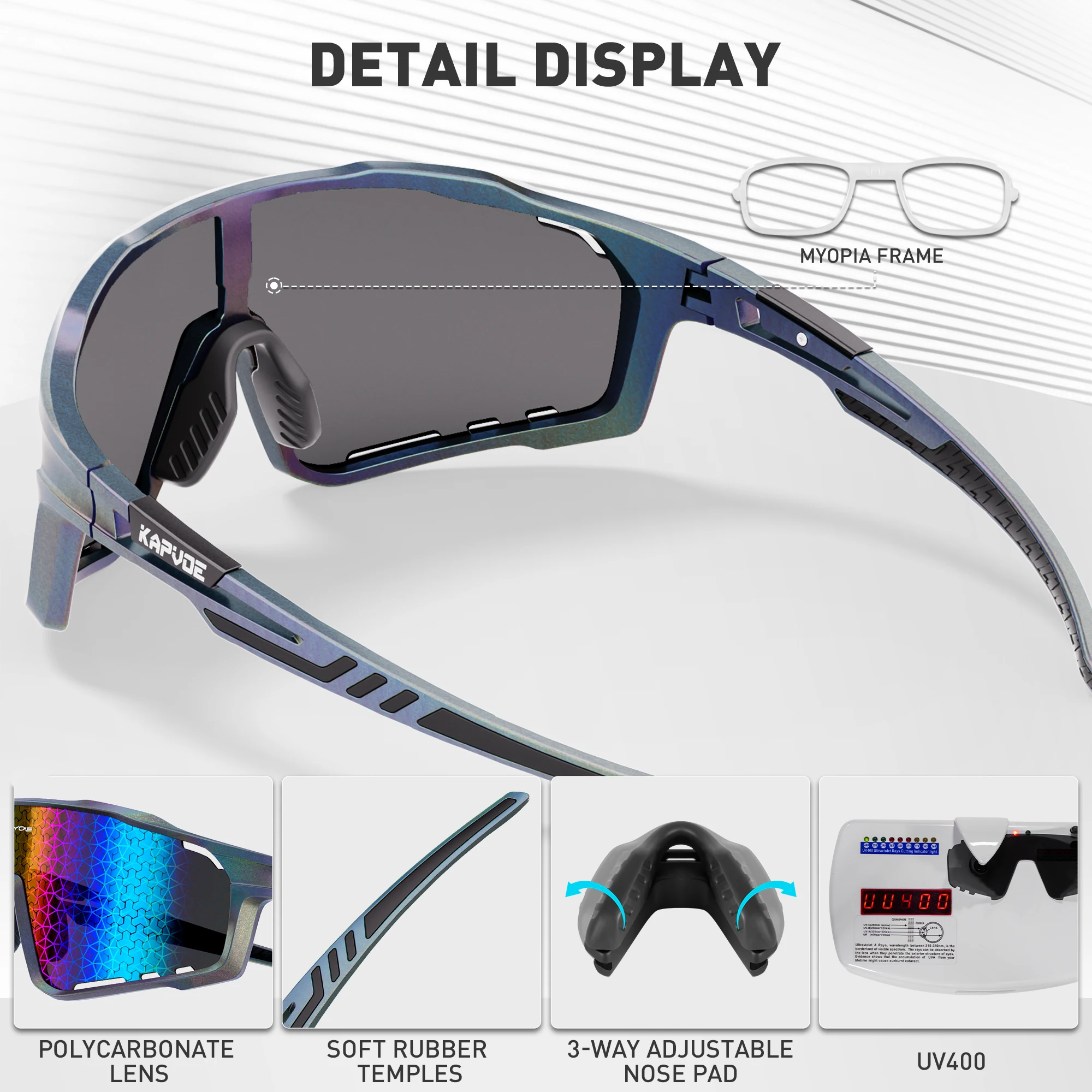 Kapvoe Fashion Hiking Eyewear Sunglasses for Men Cycling Glasses MTB Skating UV400 Fishing Goggles Man Woman Bike Bicycle