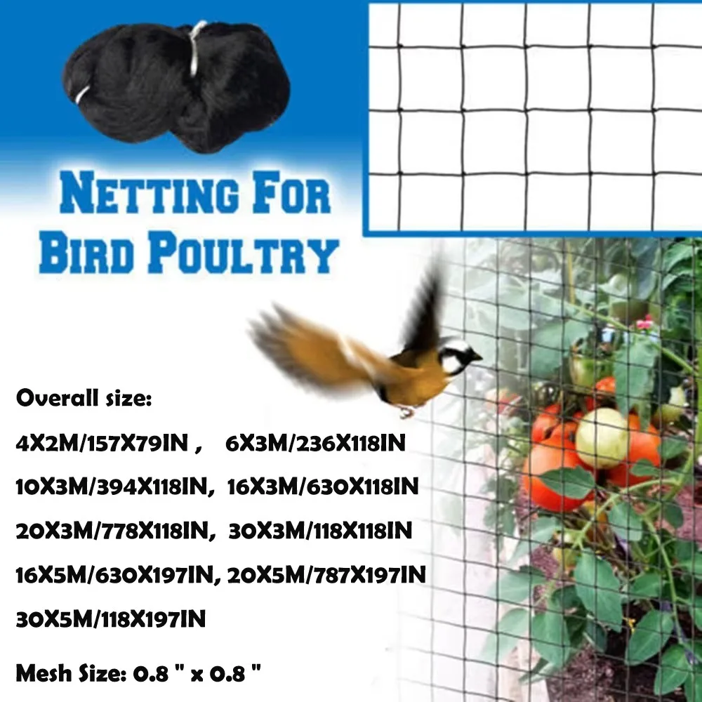 New 6-30m Bird Net Bird-Proof Traps Crops Nylon Net Plastic Protective Pond Fishing Net Pest Control Tool