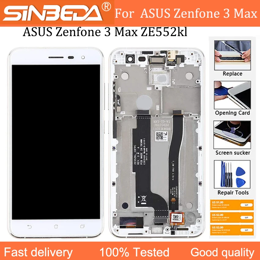 Quality 5.5'' LCD For ASUS Zenfone 3 Max ZE552kl LCD Display Touch Screen Panel Digitizer Assembly Frame Z012DE Z012D Z012S LCD