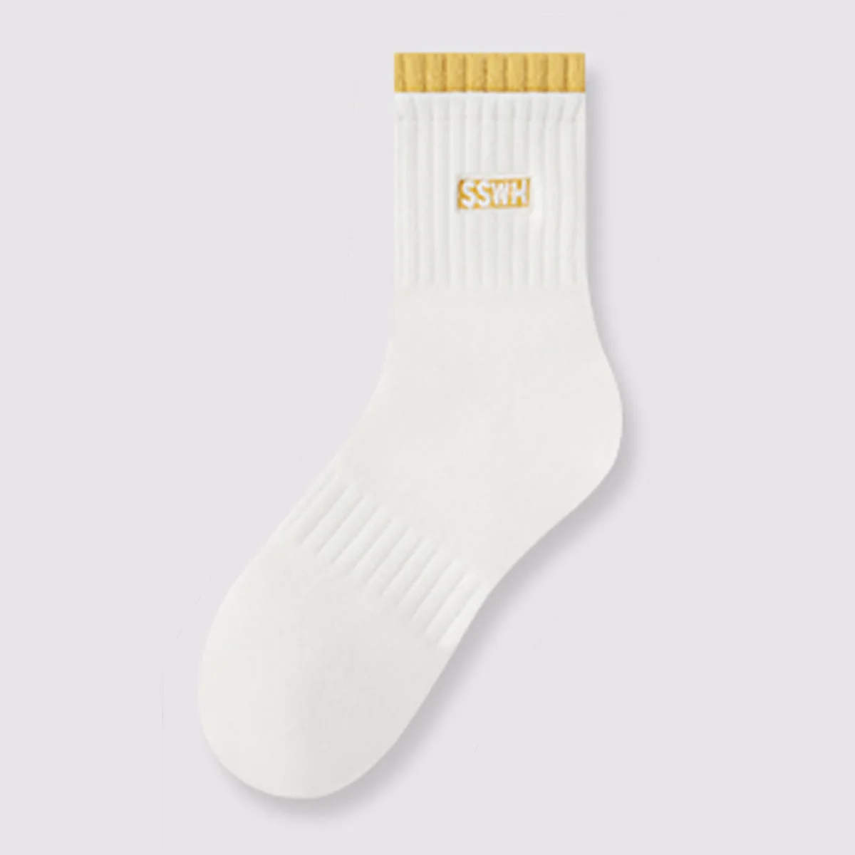 Zhuji meias femininas longas, antiderrapantes, absorventes de suor, mistura de algodão e poliéster, punho duplo, duráveis, outono inverno, meias esportivas