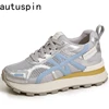 AUTUSPIN Summer Sports Shoes Women Retro Breathable Mesh Sneakers Outdoor Casual Leather Footwear Walking Hiking Female Shoes 1