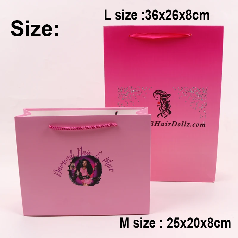 Custom Paper Bags With Logo Multiple Color Packaging Bags For Hair Extensions Personalized Wig Bags For Wigs 10Pcs Gift Bags
