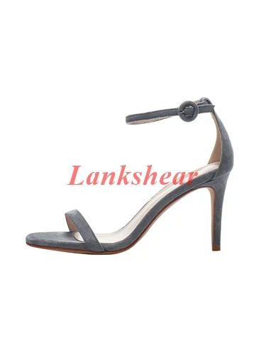 

2022 summer new women's shoes one word buckle sandals women middle heel fairy wind all-match stiletto open toe high heels women