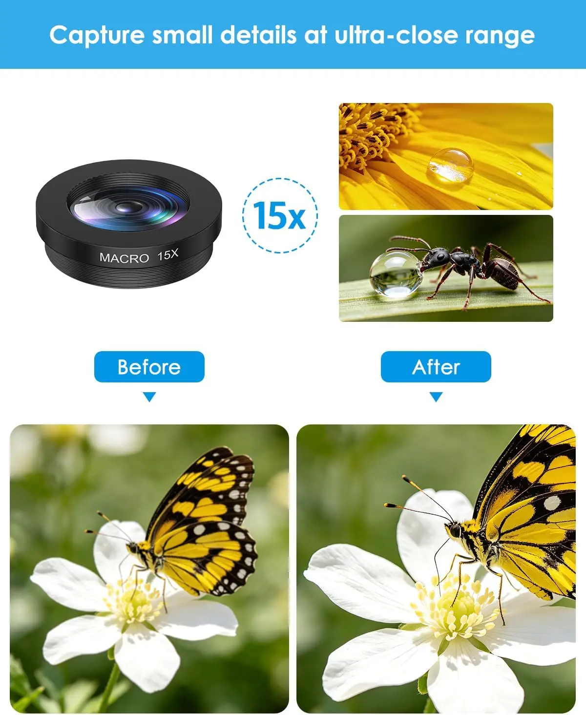 Universal 7-in-1 Clip-On Smartphone Camera Lens Kit – Wide Angle, Macro, Telephoto, and Fisheye Lenses