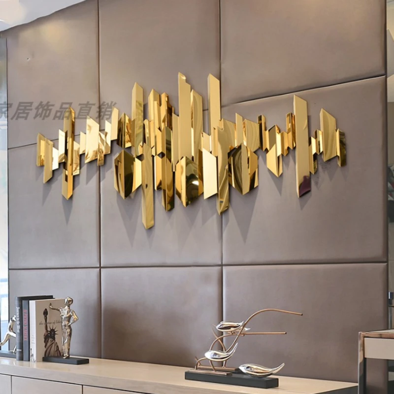 

Living room background stainless steel wall decoration wall hanging light luxury wall metal decoration