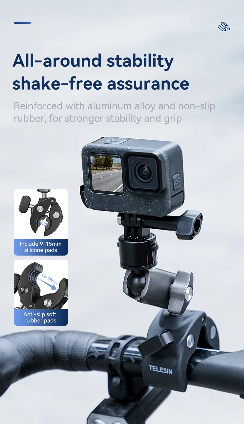 Cycling Motorcycle Clip Quick Release Magic Arm 360° Aluminum Alloy Super Clamp