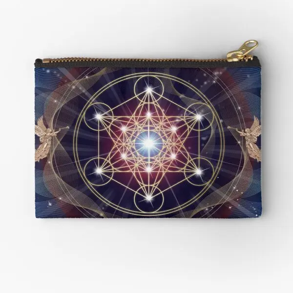

Metatron Is Cube Merkabah Peace And B Zipper Pouches Key Wallet Storage Bag Cosmetic Packaging Money Small Underwear Socks Men