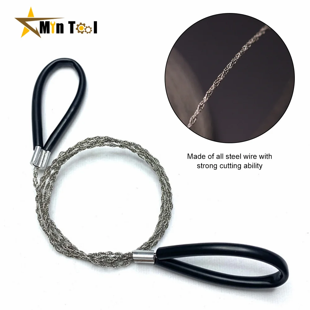 Hand Saw Portable Stainless Steel Wire Saw with Finger Handle for Camping Hiking Pocket