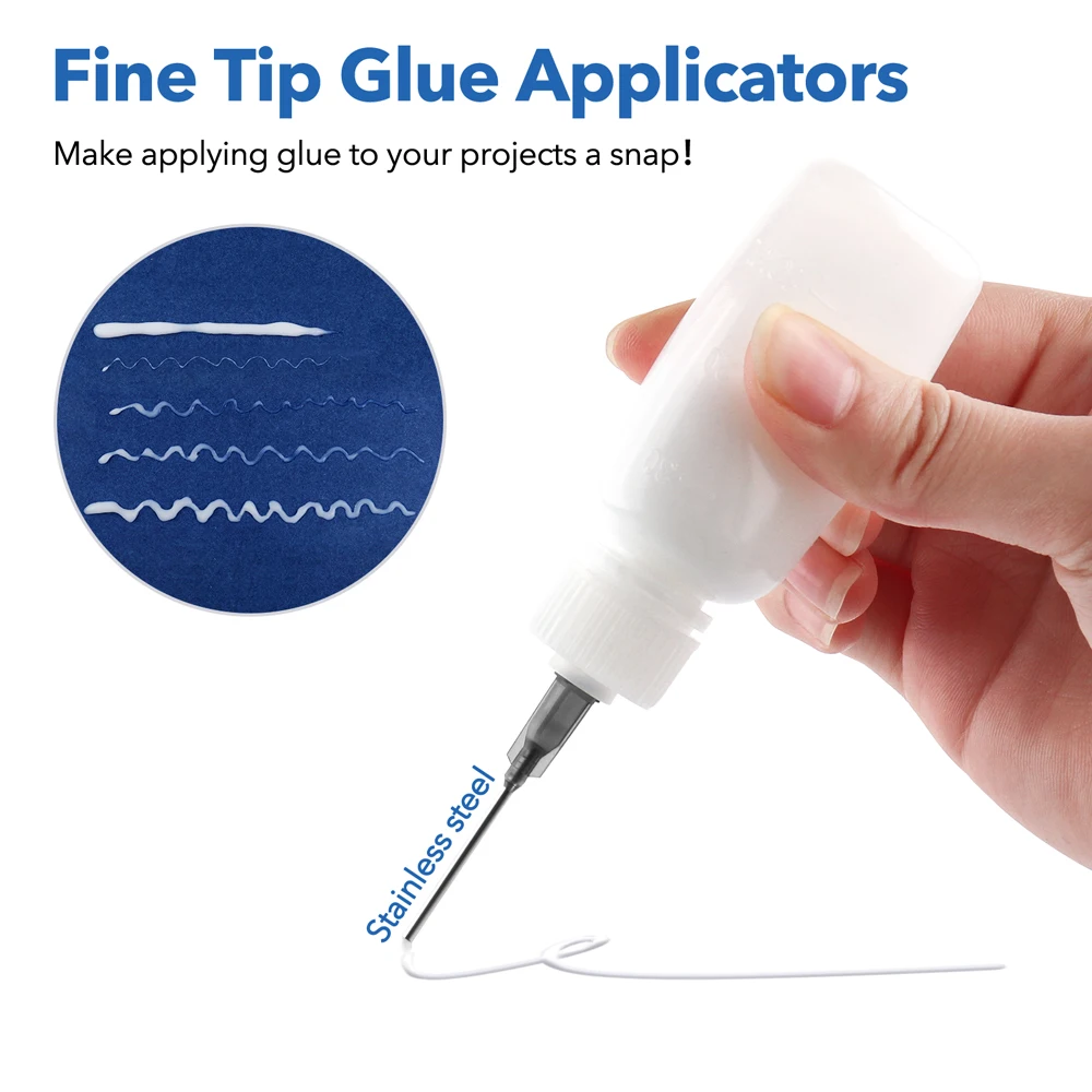 24pcs/pack 30ml Fine Needle Tip Glue Applicators Set Plastic Squeezable Dropper Bottles with Blunt Needle Tip for Craft Project