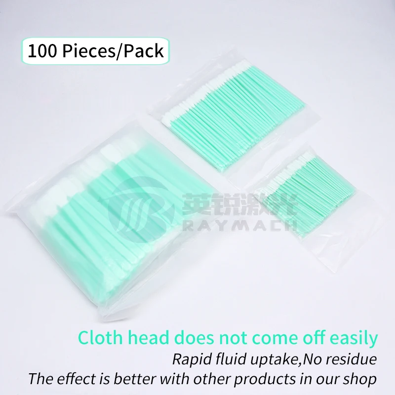 Cotton Swab For Cleaning Laser Lens Non-dust Non Woven Fabrics 100pcs/bag Fiber Laser Protective Windows Tips Mirror Use Raymach nonwoven cotton swab